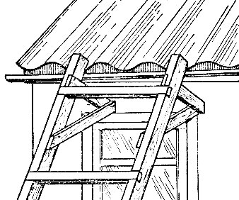 Рис. 24. Лестница, используемая при ремонте карнизов, желобов и на других работах