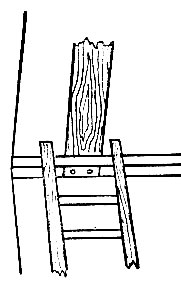 Рис. 25. Расположение лестницы и фиксирующей доски на крыше