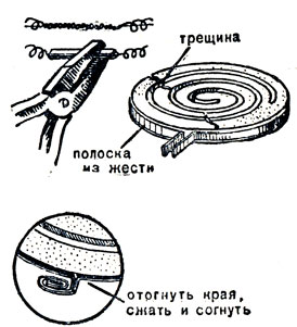 Рис. 157. Ремонт спирали и керамического основания плитки
